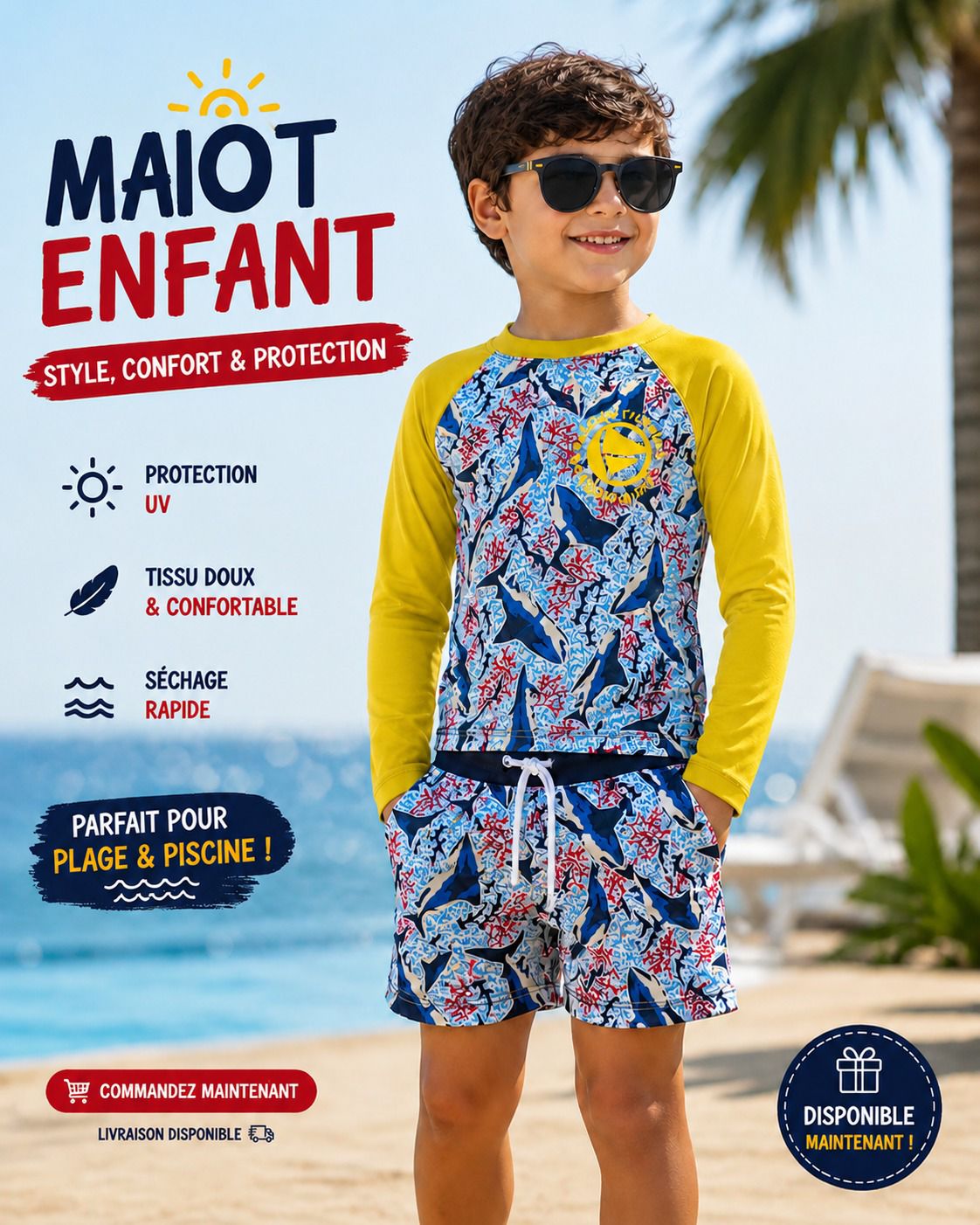 Short & Tee shirt anti-UV UPF 50+ écoresponsable bébé garçon