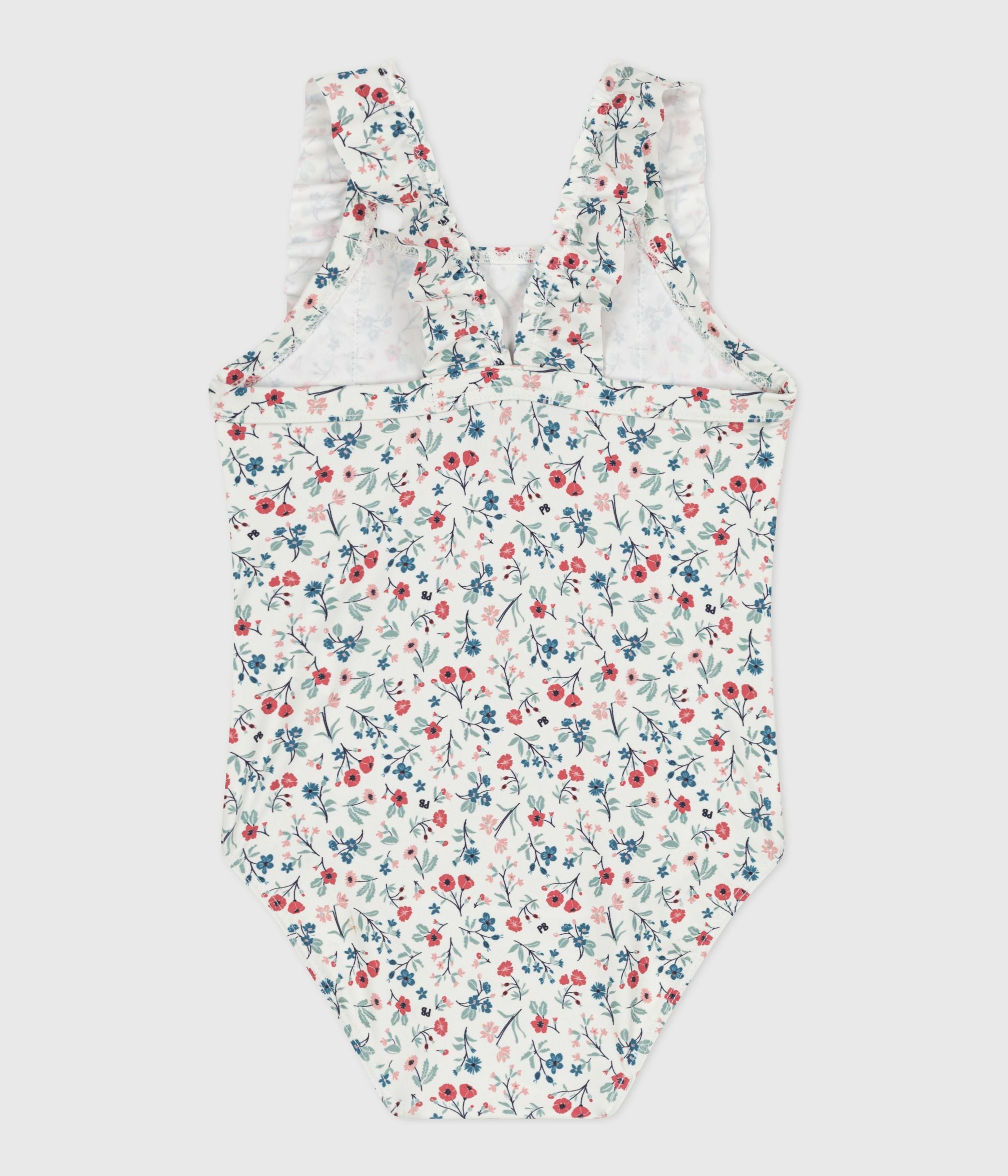 Maillot de bain bébé une pièce à volants, imprimé fleuri