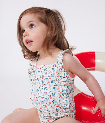 Maillot de bain bébé une pièce à volants, imprimé fleuri