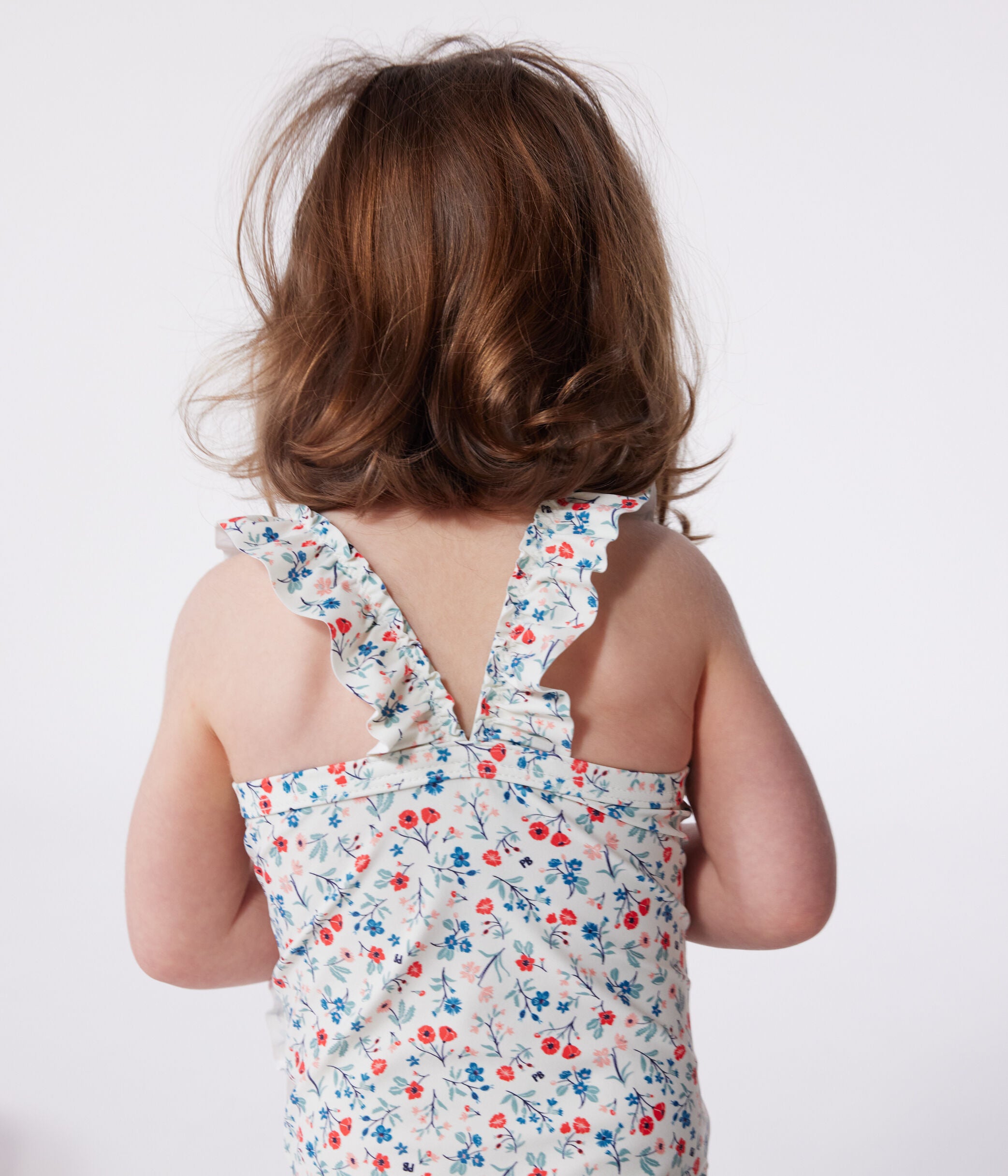 Maillot de bain bébé une pièce à volants, imprimé fleuri